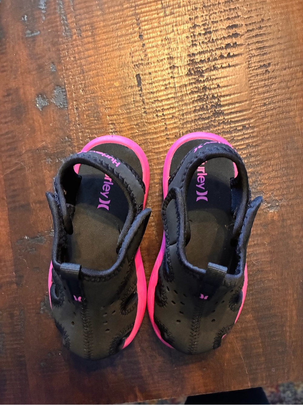 Hurley Kids Black and Hot Pink Sandals